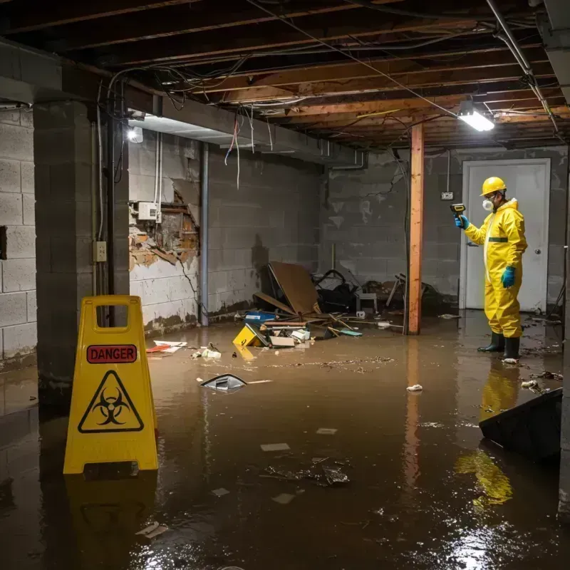 Flooded Basement Electrical Hazard in Hemlock, MI Property